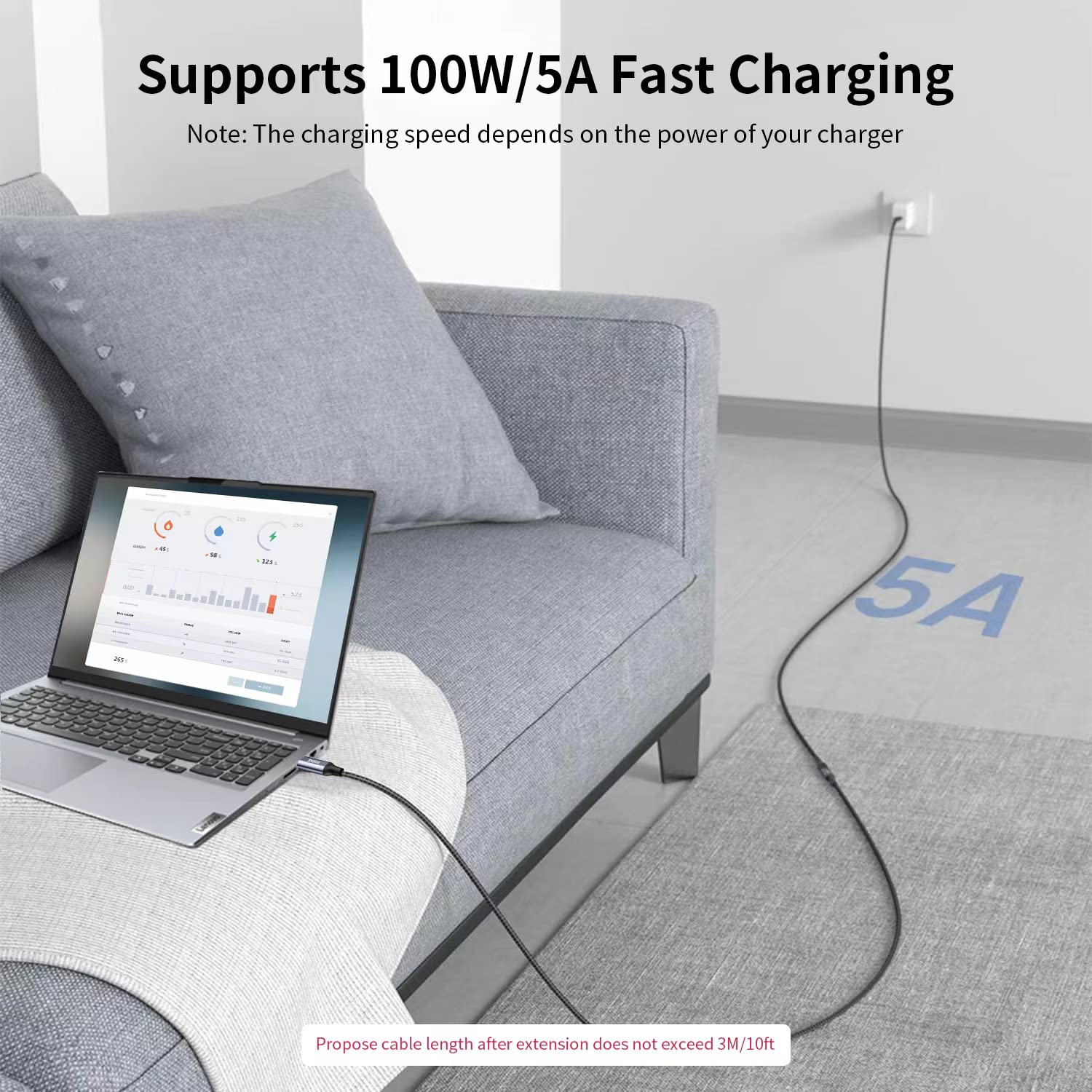 Thumbnail 3 de USB-C Extension Cable 5m, 100W charging