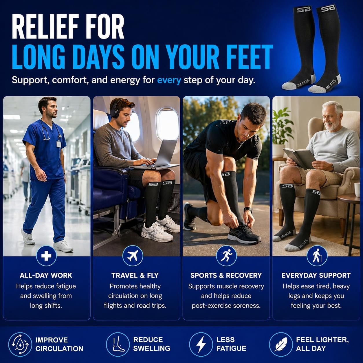 Detalle de SB SOX Compression Socks (20-30mmHg) for Men & Women
