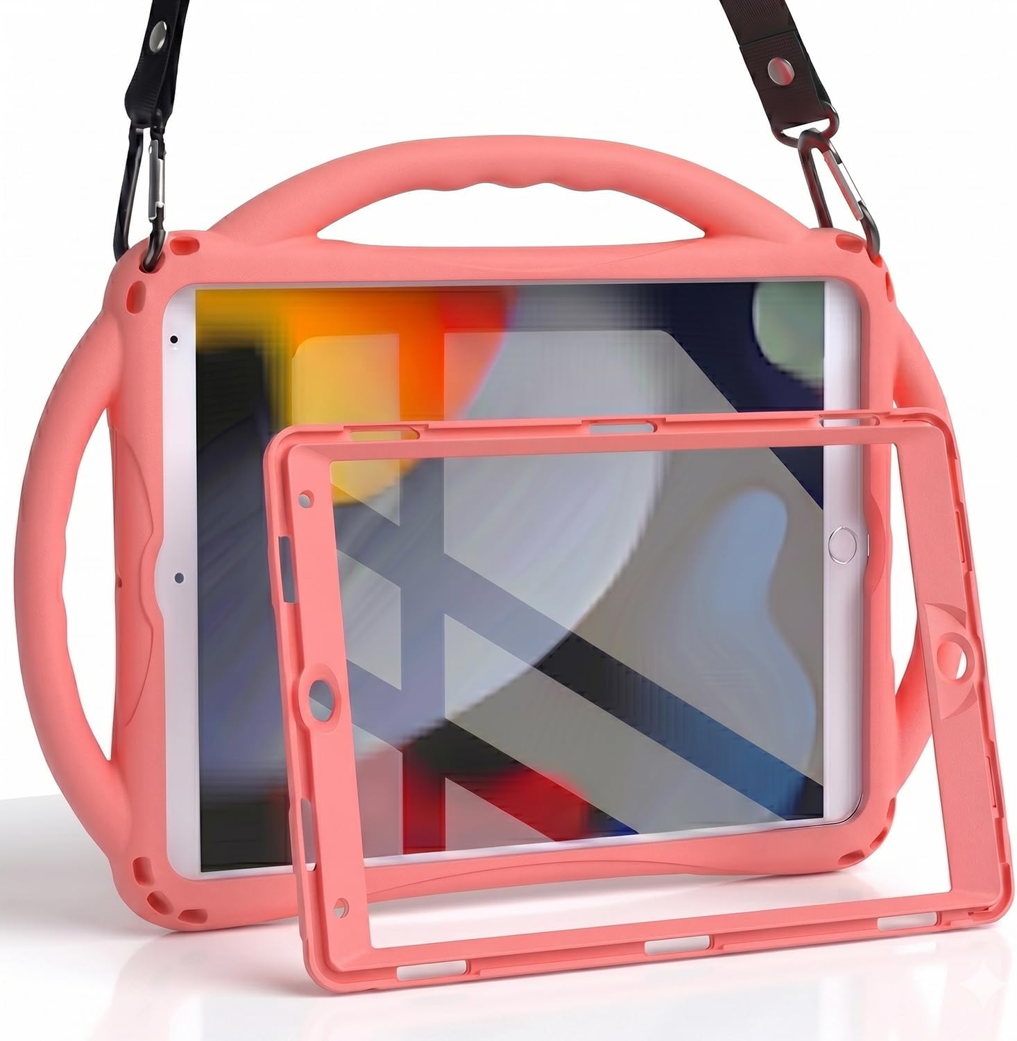 Detalle de TOPESCT Kids Case for 10.2" iPad (9th/8th/7th Gen) – Silicone, Built‑in Screen Protector, Shockproof Handle & Stand
