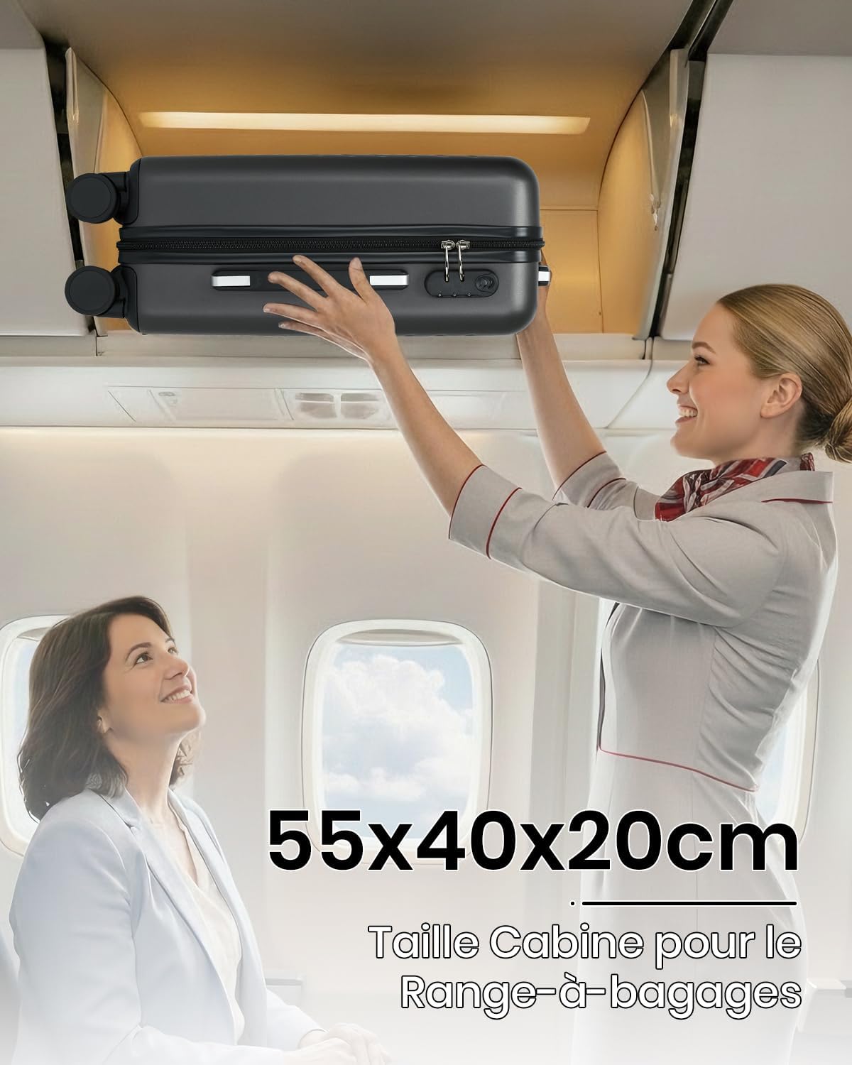 Detalle 2 de Kono Valise Soute 61L ABS+PC – Moyenne taille, légèreté et résistance with 360° roues silencieuses