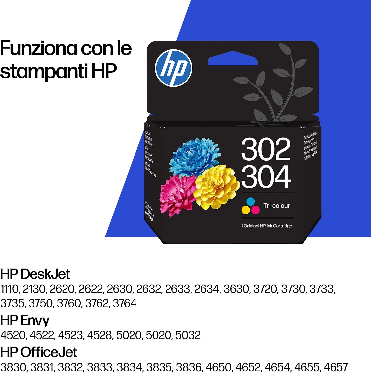 Detalle de HP 302/304 Tricromia B7RT6AE – Cartuccia originale da 100 pagine per stampanti HP DeskJet e OfficeJet