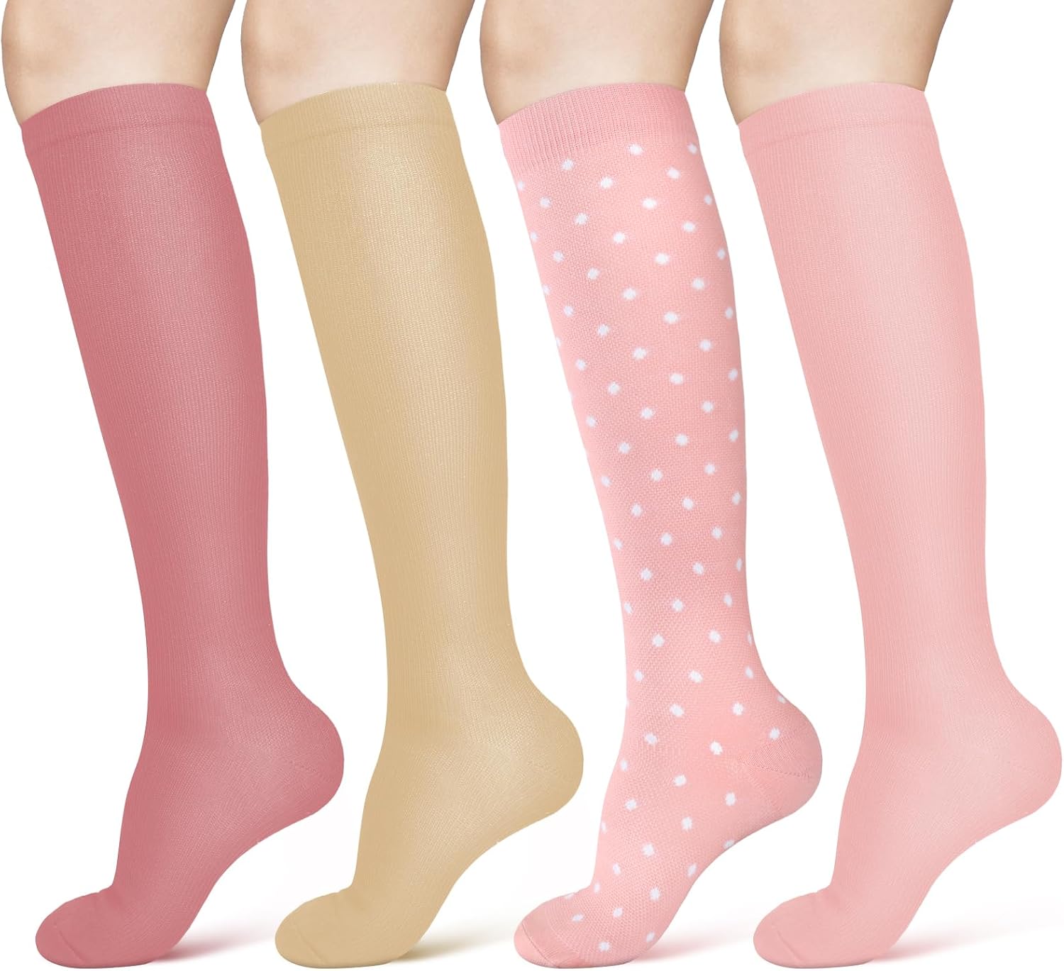 ACWOO Calze a compressione graduata 15–20 mmHg unisex, 4 paia