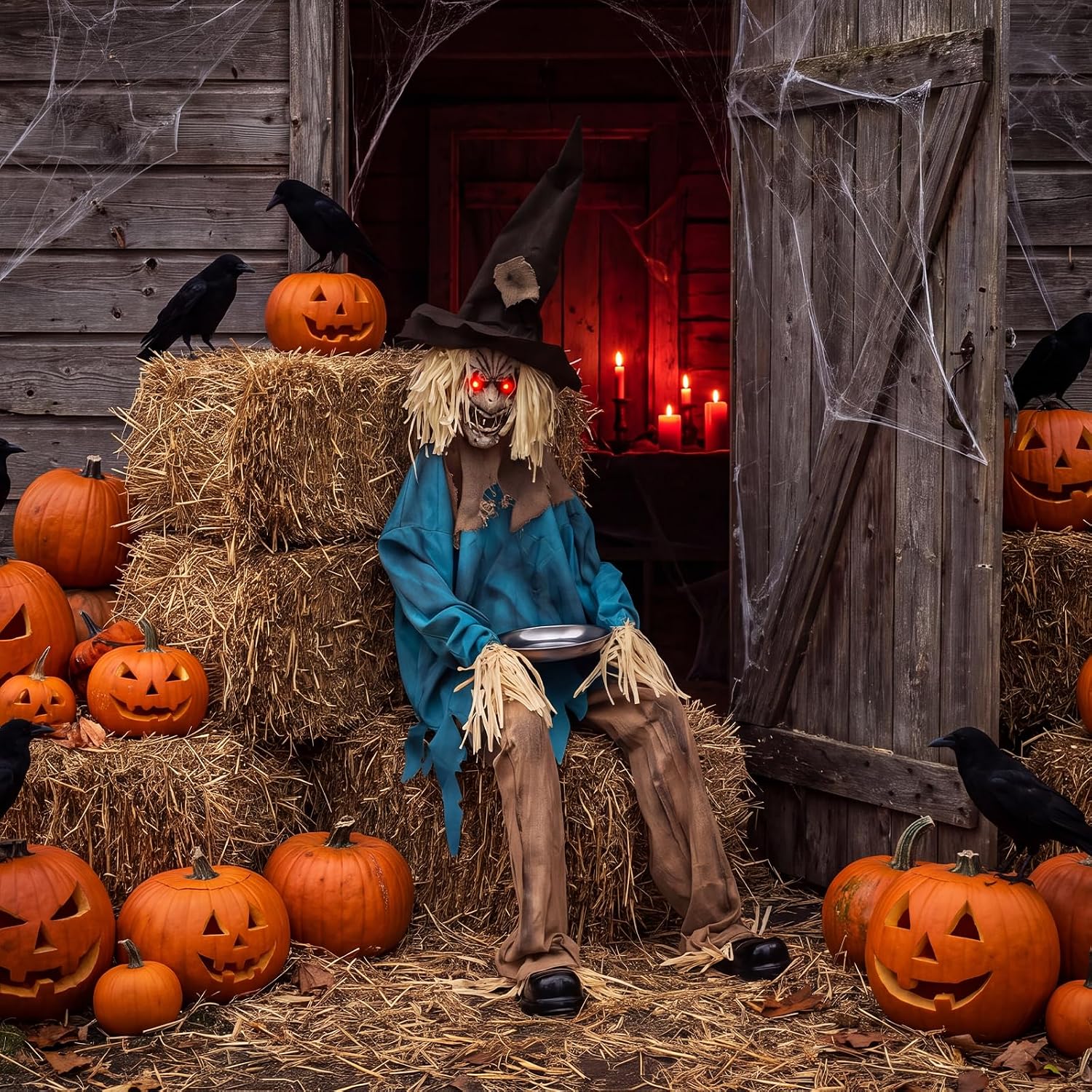Detalle de Tangkula Animated Halloween Scarecrow Decoration, 5.2 ft