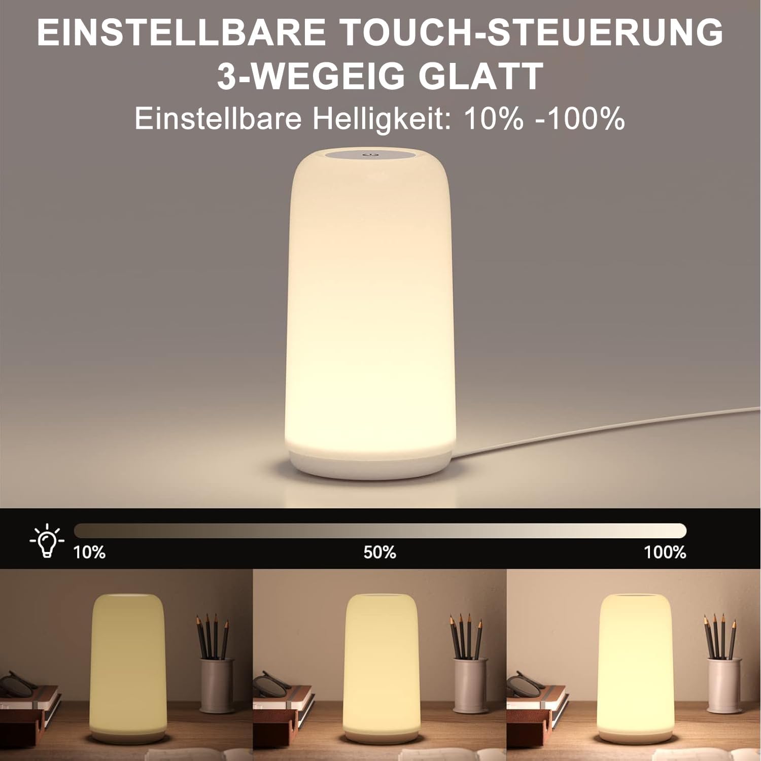 Thumbnail 2 de ROOTRO LED Nachttischlampe Touch Dimmbar