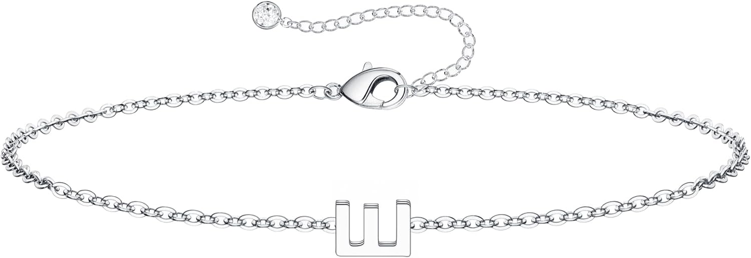 Detalle de TINGN Gold & Silber Armband mit Initialen – 18K vergoldet/Weißgold, zierlich, für Mädchen & Damen