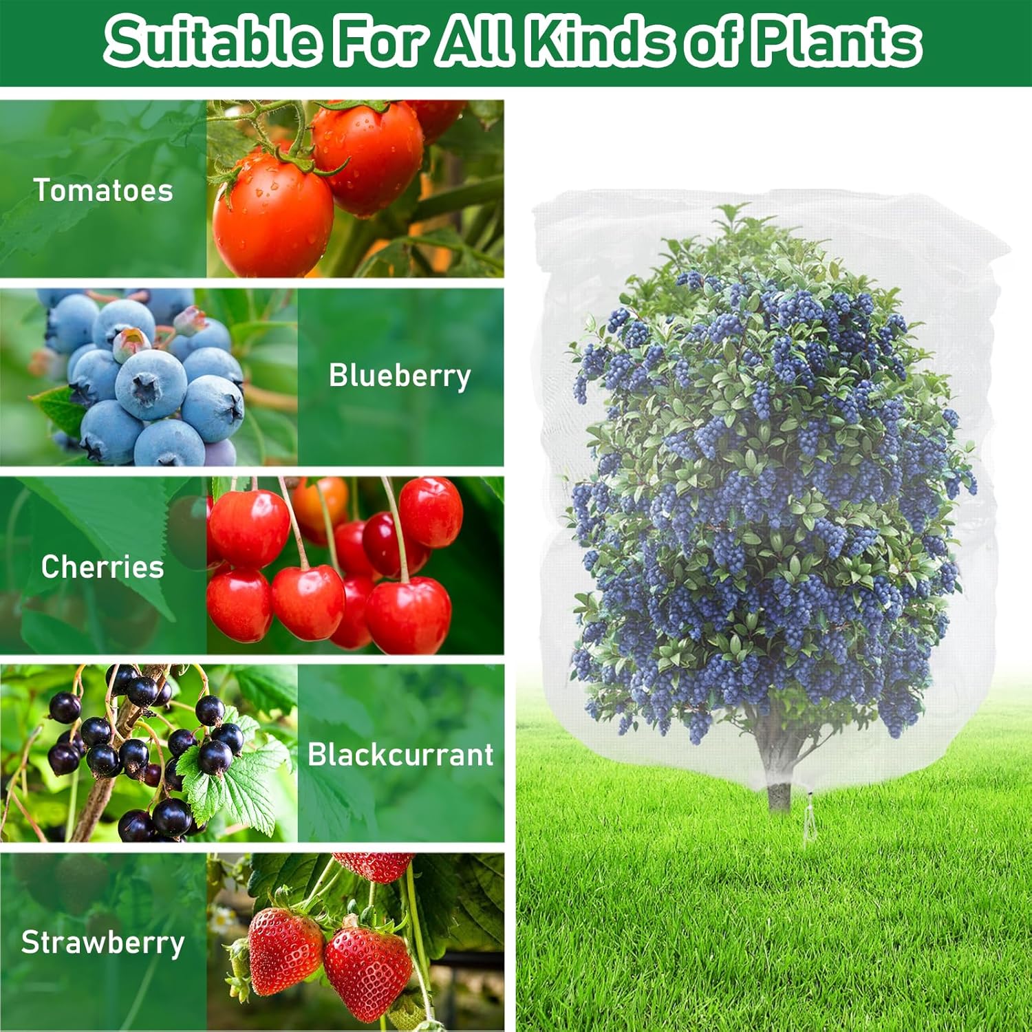 Detalle de Evoio Fruit Tree Protection With Drawstring - 4 Pack Plant Mesh, 120 x 140 cm