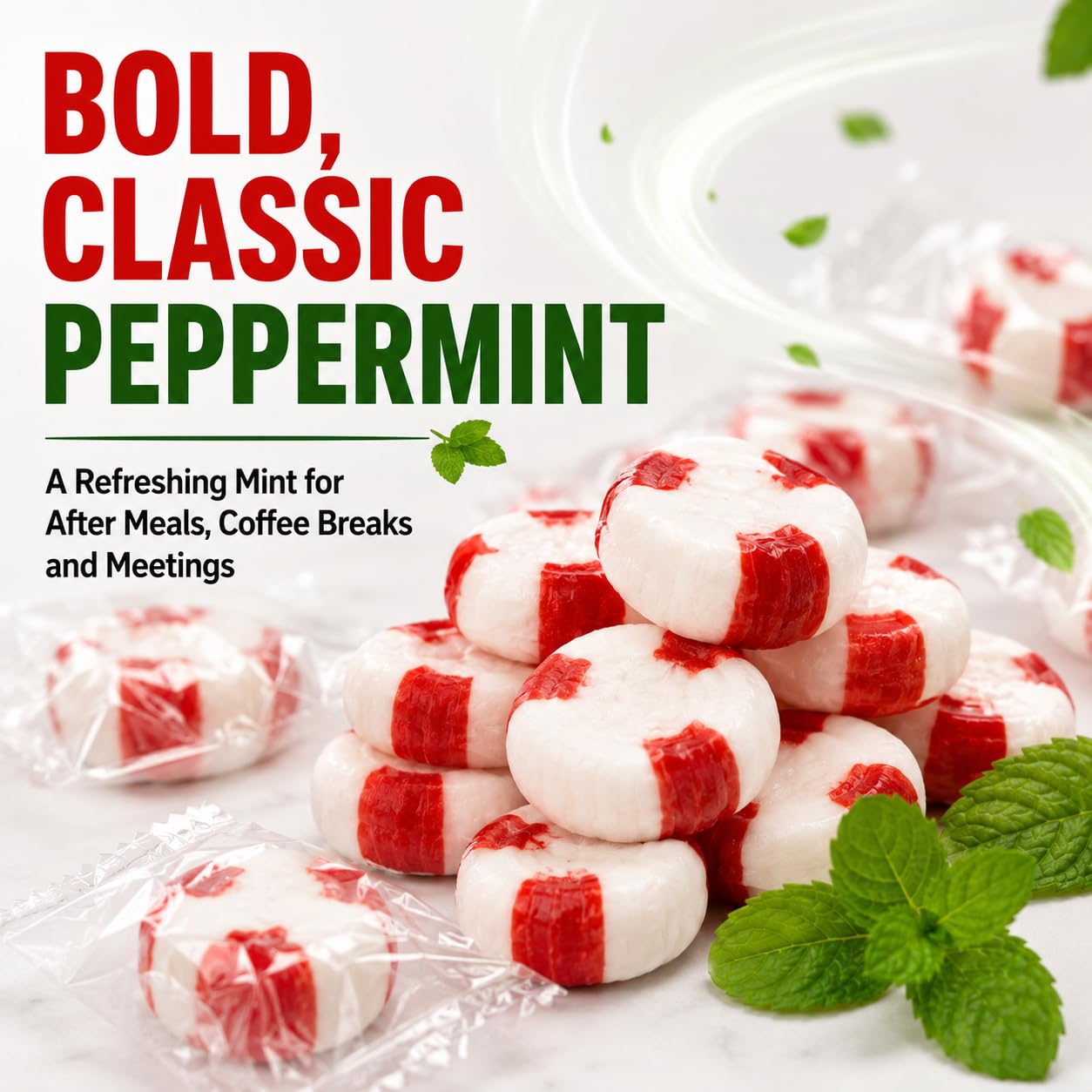 Detalle de Jumblet Soft Peppermint Puffs, 360 Individually Wrapped Mints, 4 lb Bag