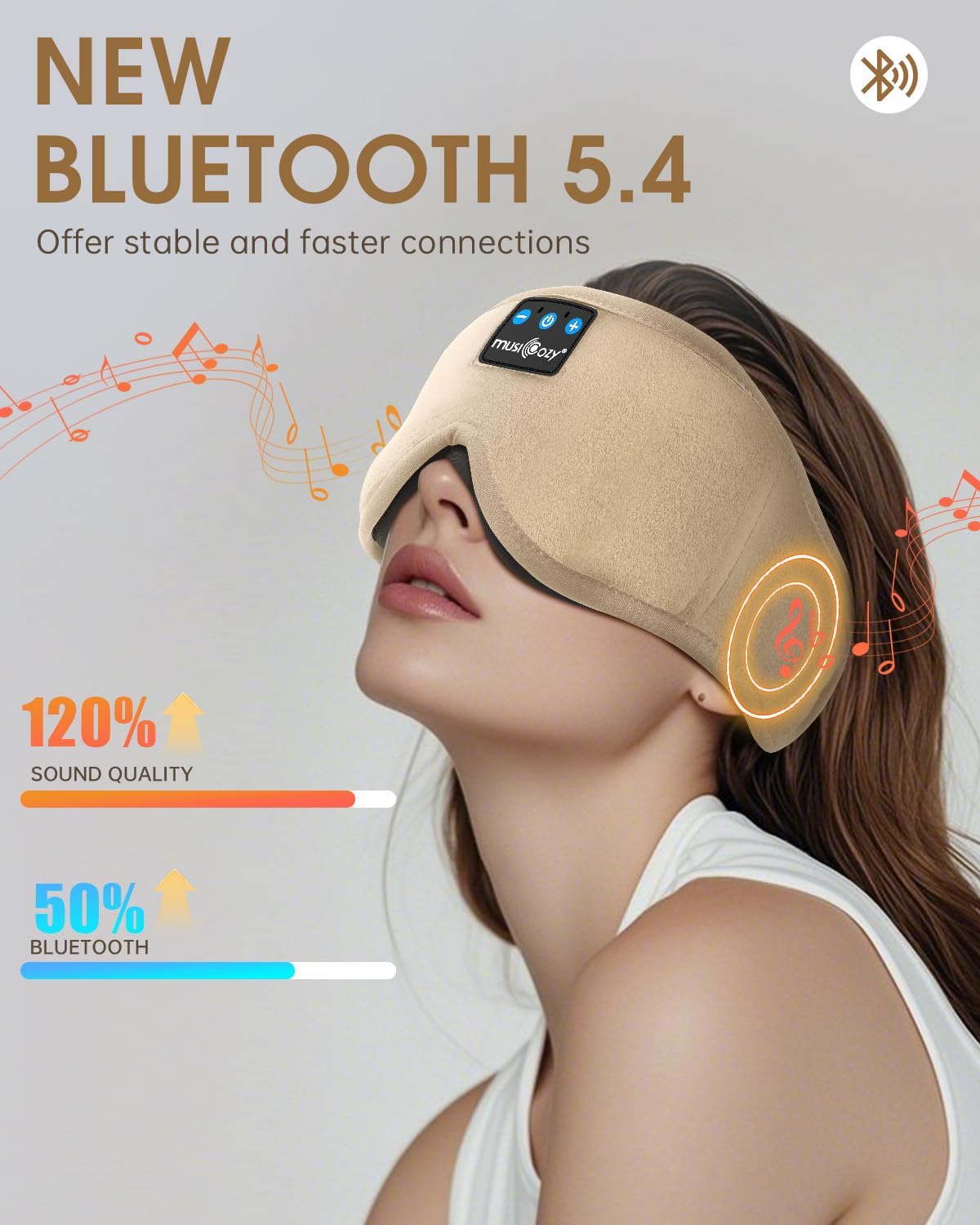 Thumbnail 5 de MUSICOZY 3D Bluetooth Sleep Mask Headphones (100% blockout sleep mask) with Bluetooth 5.4 and up to 16H play