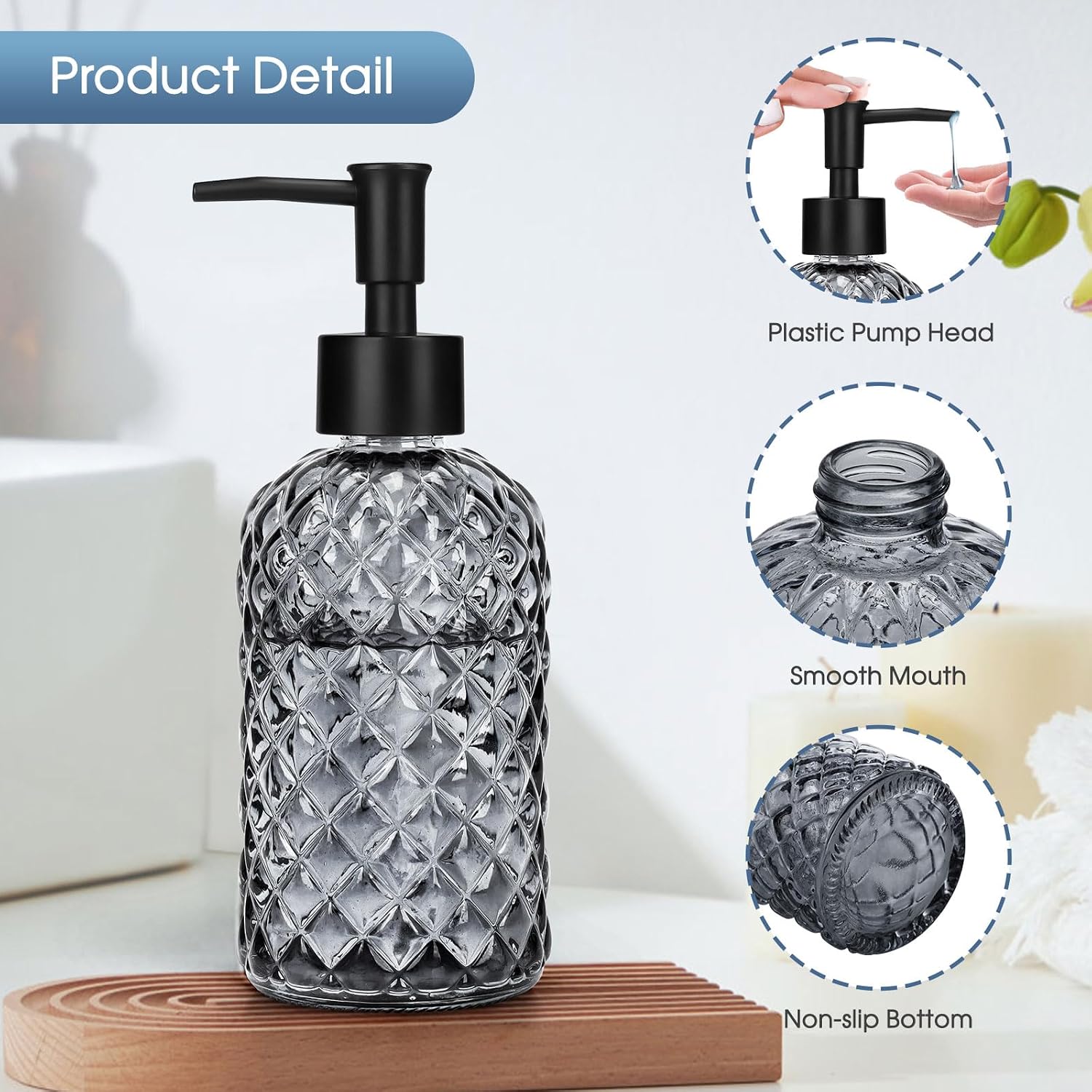 Detalle 2 de Glass Soap Dispenser Set, 13 oz