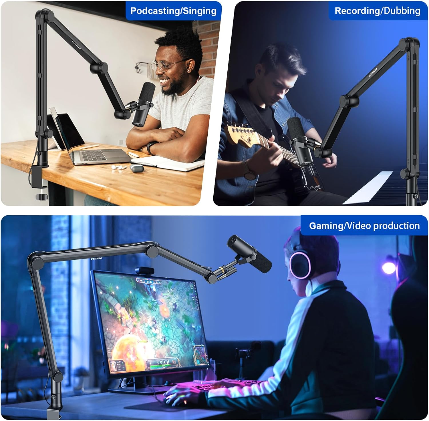 Thumbnail 6 de Aokeo AK-49 Microphone Boom Arm, 360° Rotation, Three Adjustable Arms