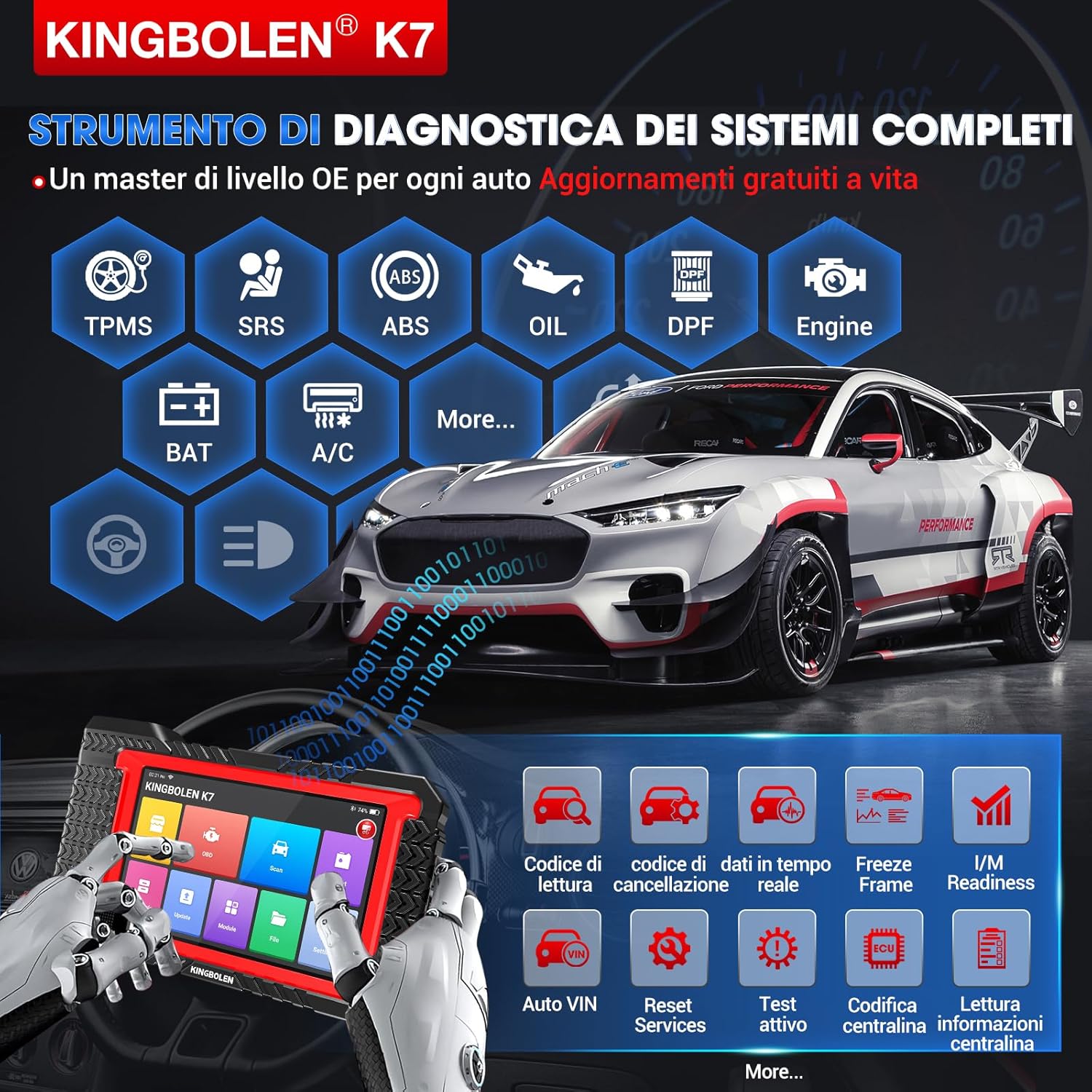 Thumbnail 1 de KINGBOLEN K7 OBD2 con scansione bidirezionale e ECU coding: strumento diagnostico Bluetooth per auto