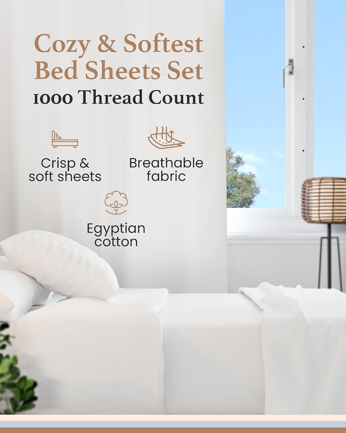 Thumbnail 2 de Good Sleep Bedding Th-GS-WH-05 Queen Sheets, 1000-Thread-Count Egyptian Cotton