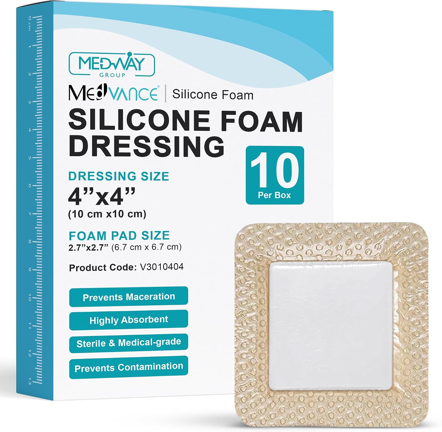 Detalle de MedVance 4"x4" Silicone Foam Adhesive Dressings, Sterile, Box of 10