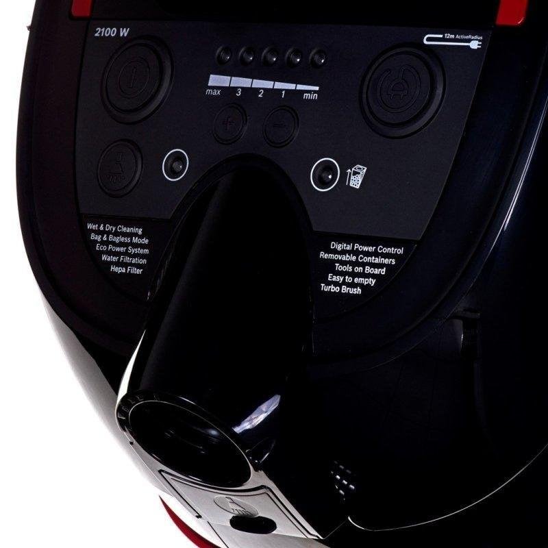 Detalle de Aspiradora de cilindro Bosch Serie 4 BWD421POW 2100W: limpieza en seco y húmedo con filtración HEPA