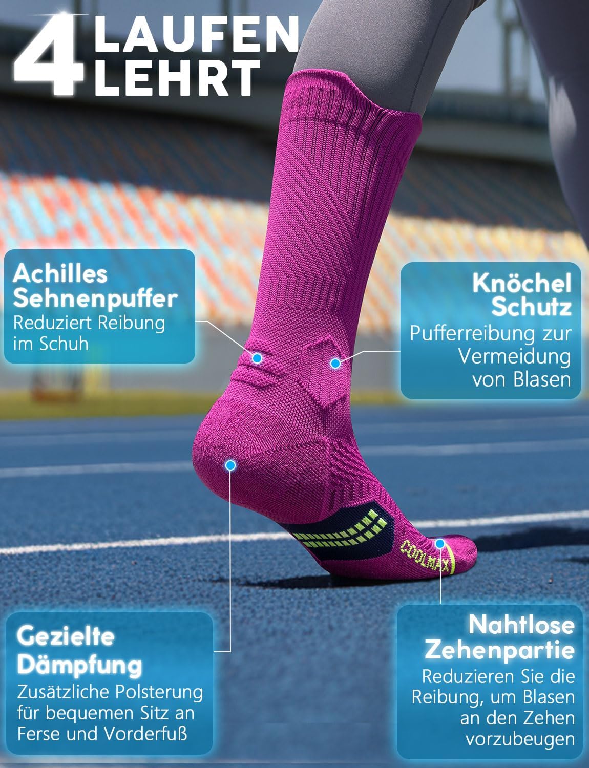 Thumbnail 3 de Juclise Bambus Kompressions Laufsocken – 3er-Pack mit Feuchtigkeitstransport und Blasenpr Schutz