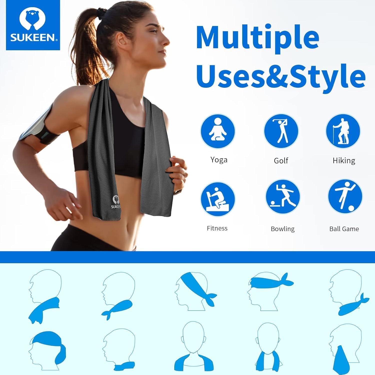 Thumbnail 1 de Sukeen Cooling Towel Pack: Instant Ice Cool Down Towels for Neck & Face