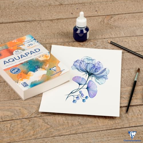 Detalle de Clairefontaine 975721C Bloc Encollé Goldline Aquapad – Papier Aquarelle 300 g, A4, 50 feuilles
