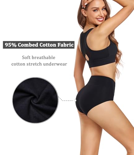 Detalle de wirarpa Culotte Femme Coton Taille Haute - Lot de 5 Noir XL