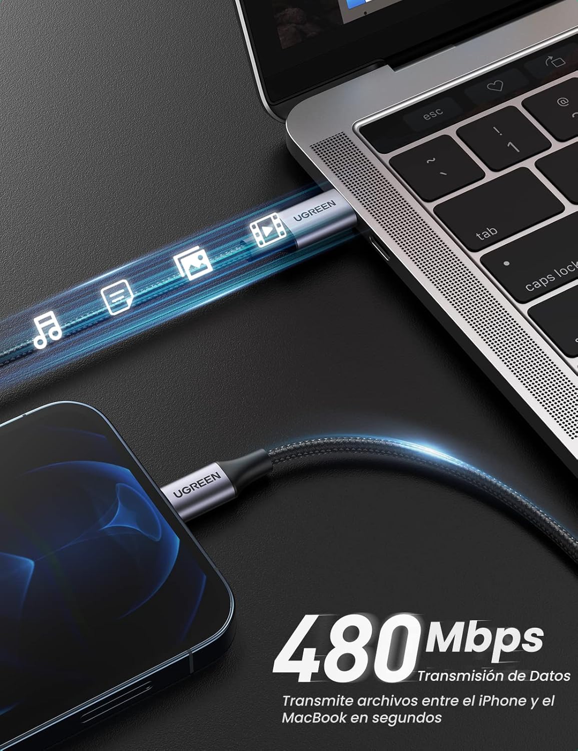Thumbnail 3 de UGREEN Cable USB-C a Lightning MFi certificado PD 3.0 (MFi) de 1 m para iPhone y iPad compatibles