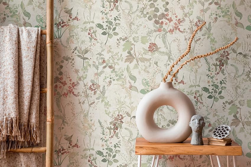 Thumbnail 1 de A.S. Création Papel Pintado Floral Rústico Blanco-Verde 🌸