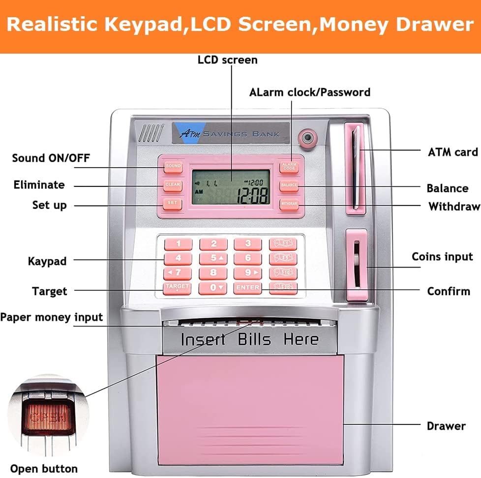 Thumbnail 3 de Fishboy Ca-ATM Piggy Bank for Kids-1588, Electronic ATM with PIN and Coin Recognition