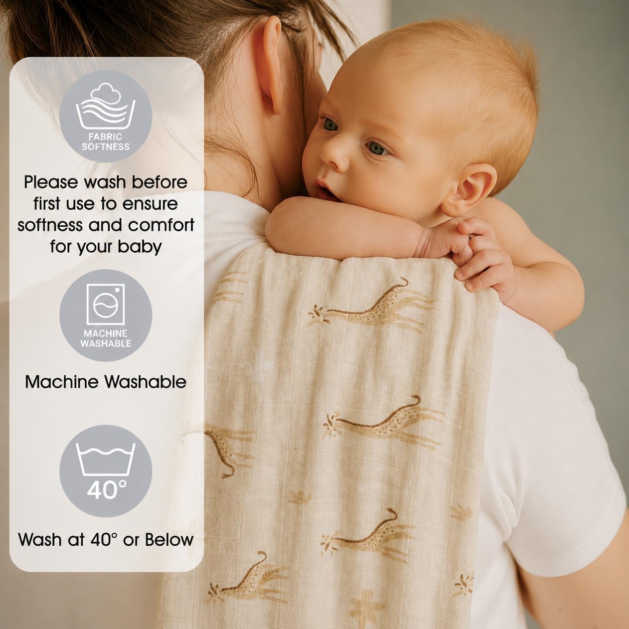 Thumbnail 2 de Large Baby Muslin Cloths Pack of 6 70 x 70 cm