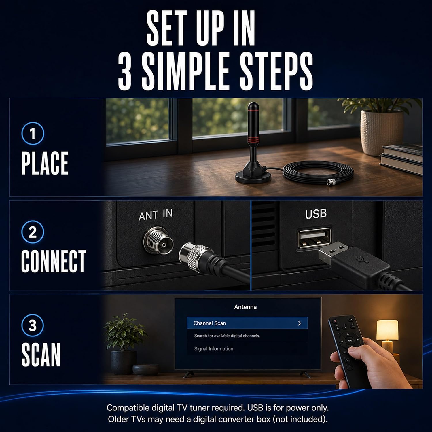 Detalle de Indoor TV Antenna with Dual Amplifiers