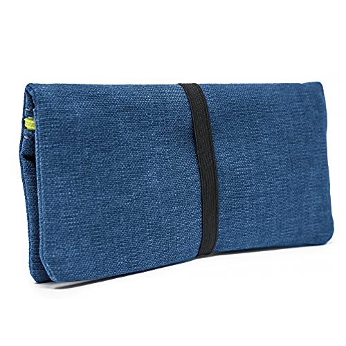 Detalle de Leia Design Porta Tabacco Cartine e Filtri - Astuccio Cucito a Mano, Blu-Verde