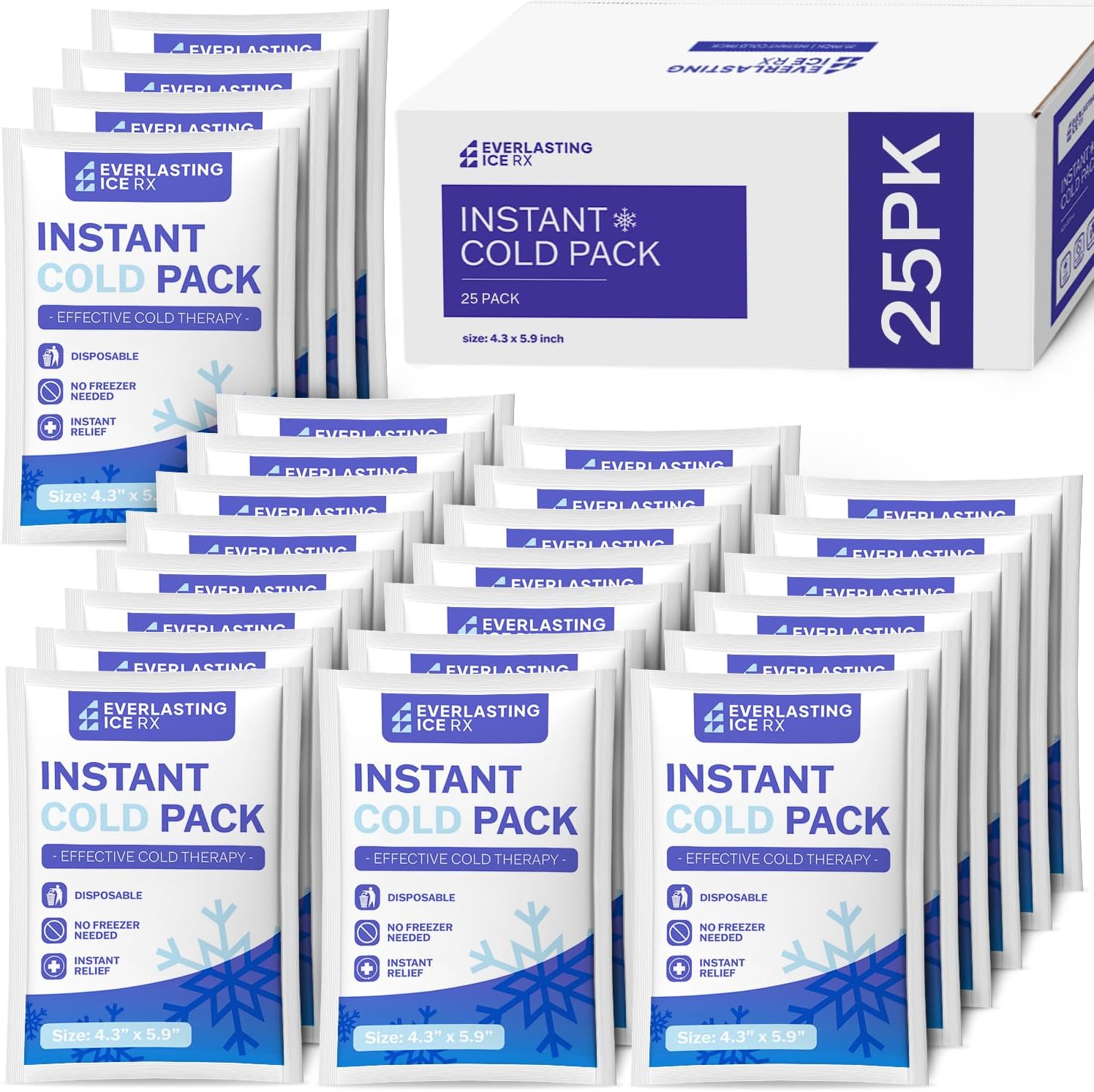 25 Pack - Instant Cold Packs for Injuries: Disposable Ice Packs for Pain Relief and Swelling