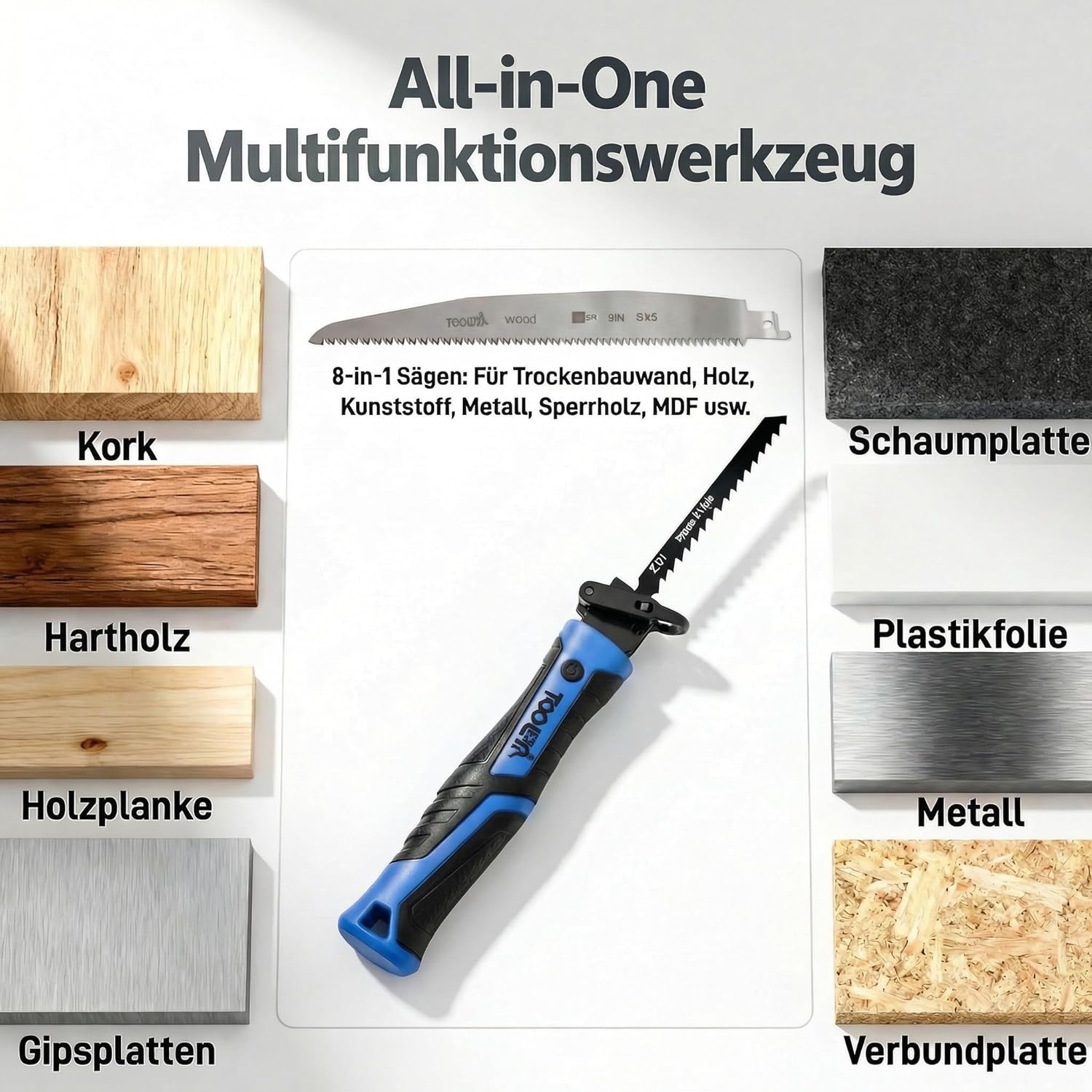 Detalle 2 de Magicbox 8-in-1 Metallsäge-Set Blau mit 8 austauschbaren Sägeblättern