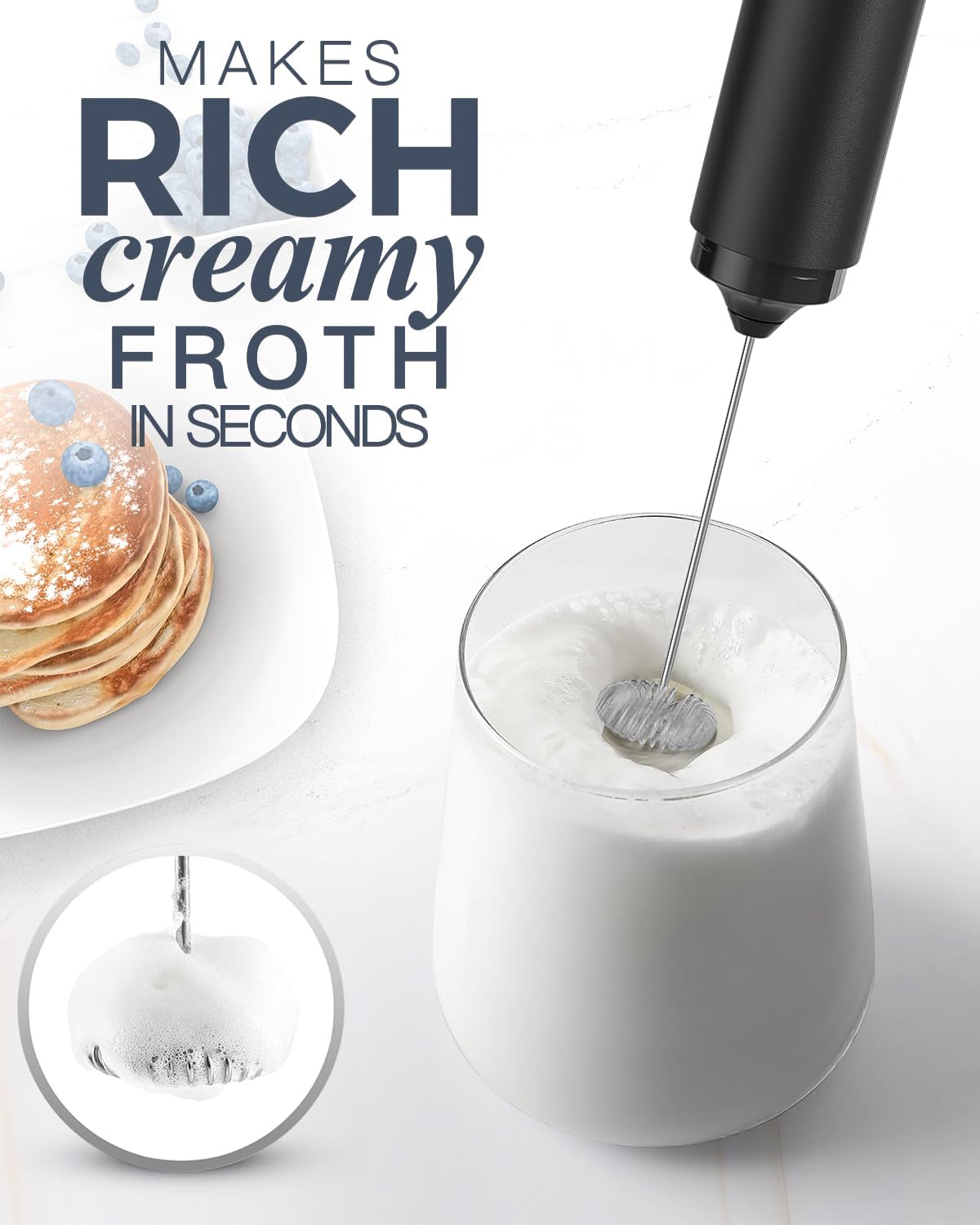 Detalle de Montalatte elettrico ricaricabile portatile mini per cappuccino e cioccolata calda
