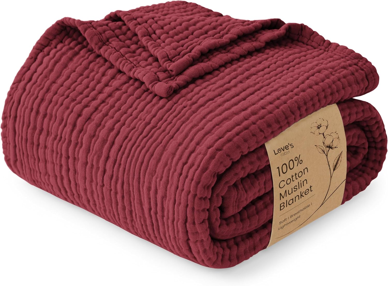 Detalle de Love's cabin Cotton Muslin Throw Blanket, 50 x 60 Inches