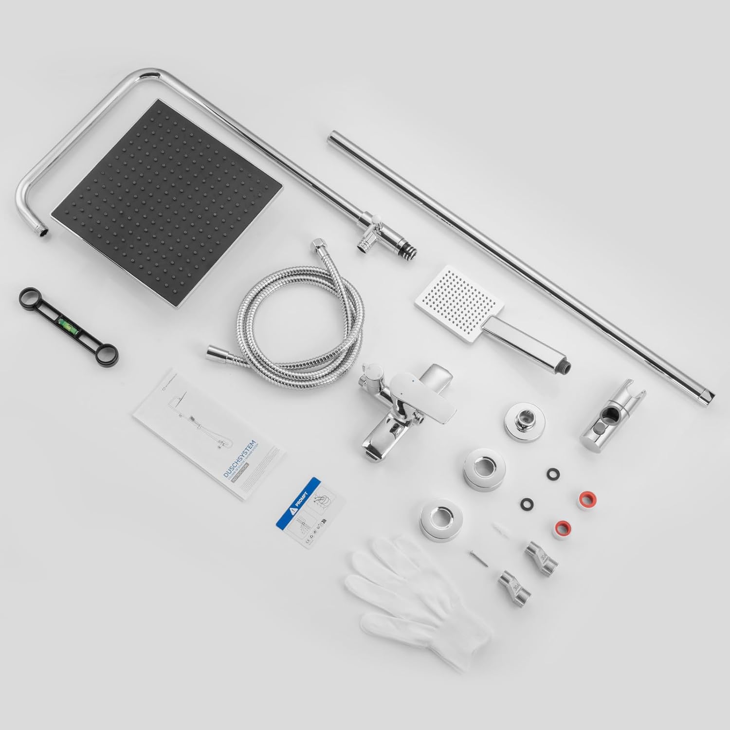 Thumbnail 4 de Auralum Colonna Doccia completa con Miscelatore, Asta Saliscendi in Acciaio inox e Soffione 25 cm – Altezza 90–130 cm