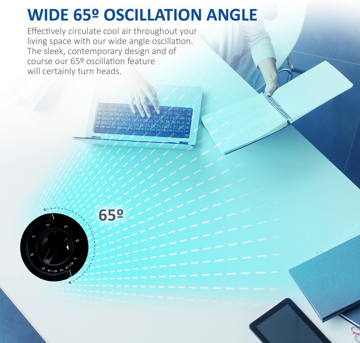 Thumbnail 6 de NETTA 14 Inch Mini Tower Fan with 65° Oscillation, 3 Speeds and Quiet Operation (Black)