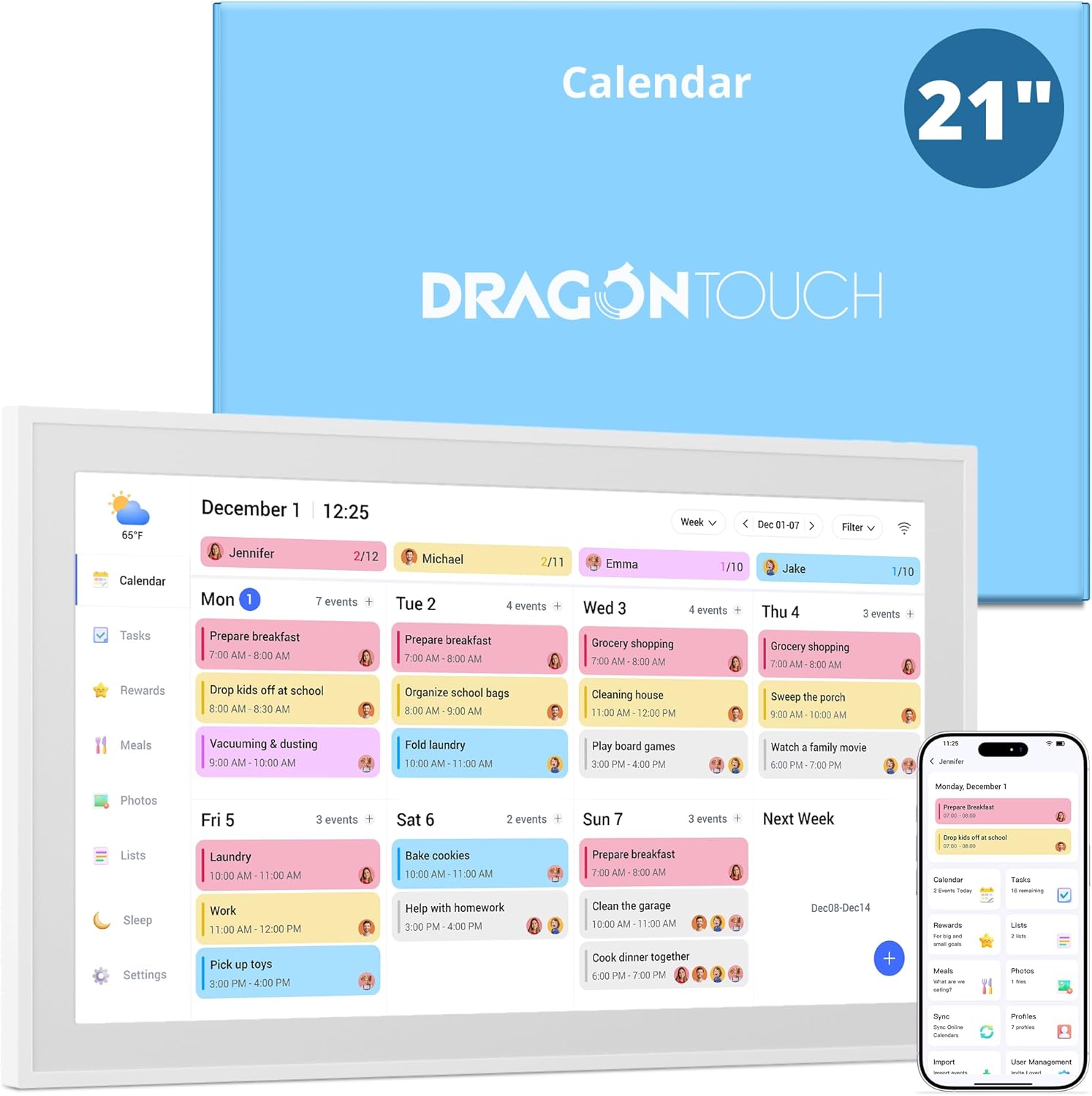 Dragon Touch Calendar 21.5" Digital Calendar 64GB