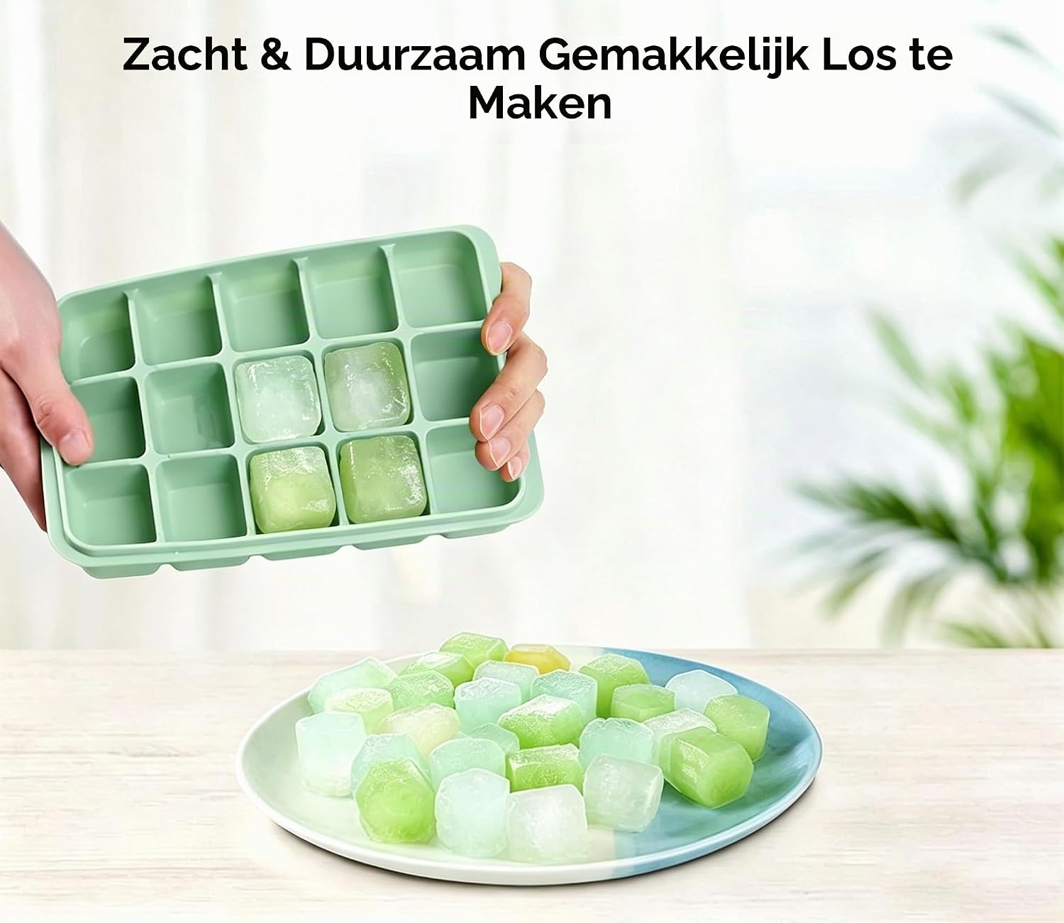Detalle de Azxb Azxb- Ice Cube Trays ijsblokjesvorm van siliconen, 15 vakjes en stapelbaar