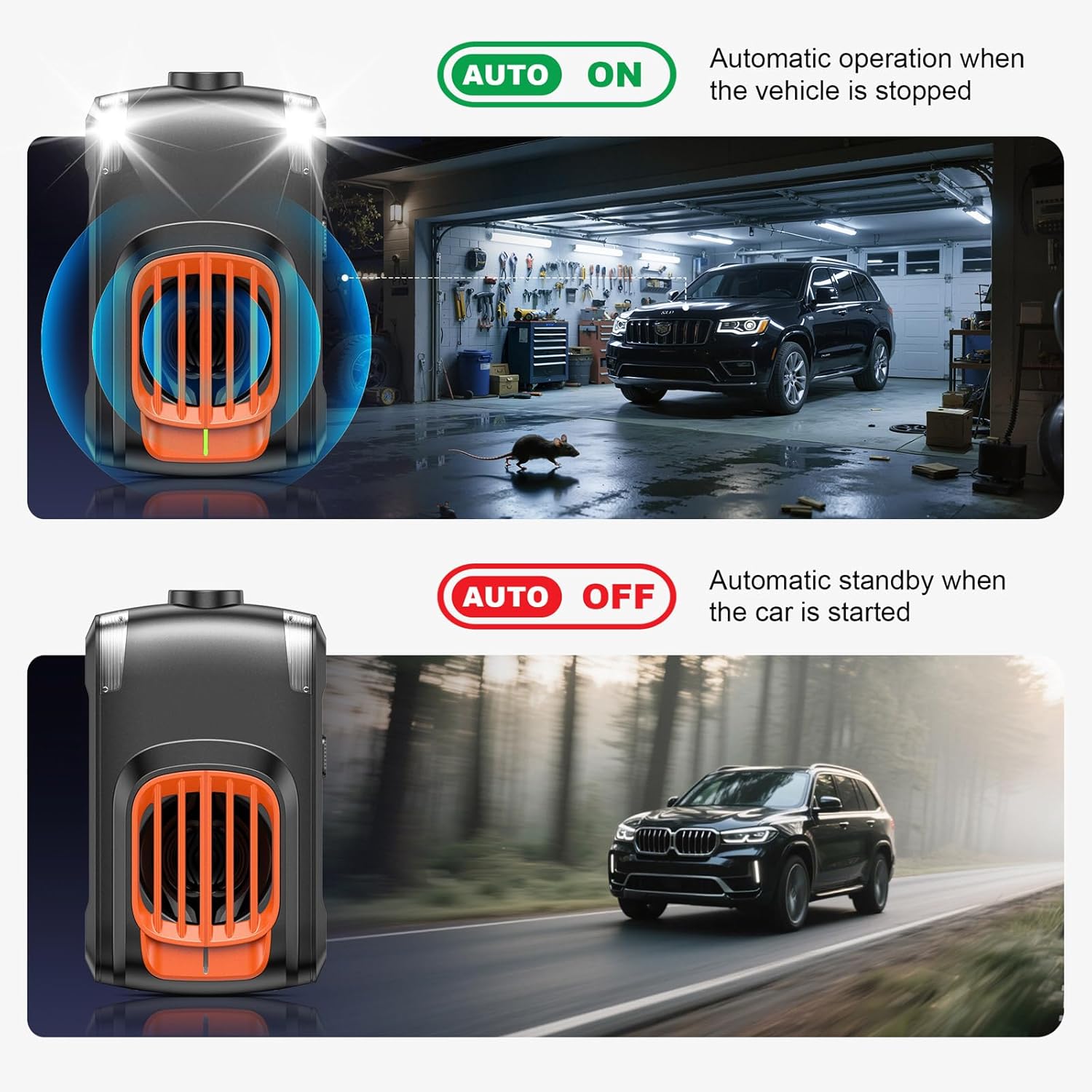 Detalle de SOKTNEU Marderschreck Auto – Ultraschall-Abwehrsystem (2er-Set) mit flexibler Stromversorgung