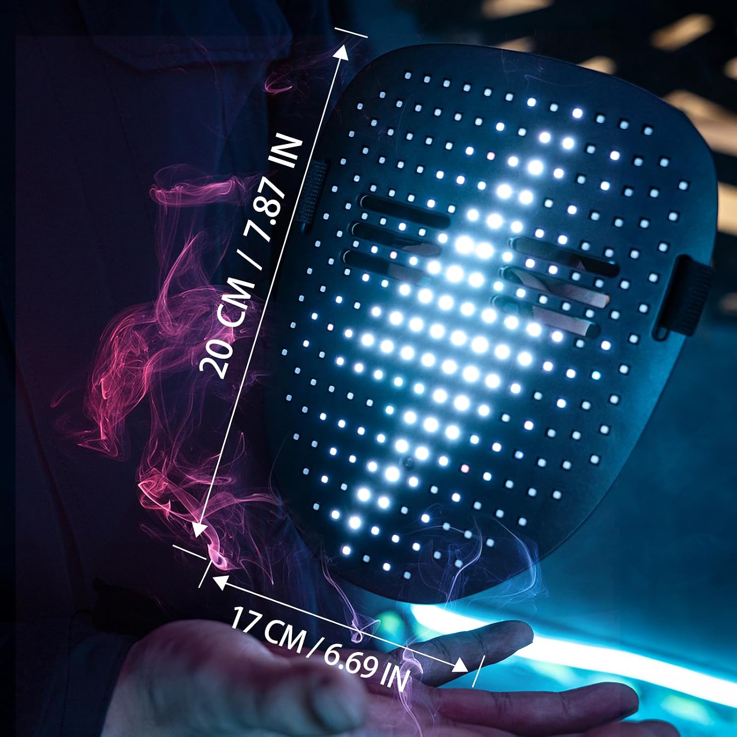 Detalle 2 de MOYACA LED Light-Up Mask with Gesture Sensing, 50+ Patterns and USB-C Charging