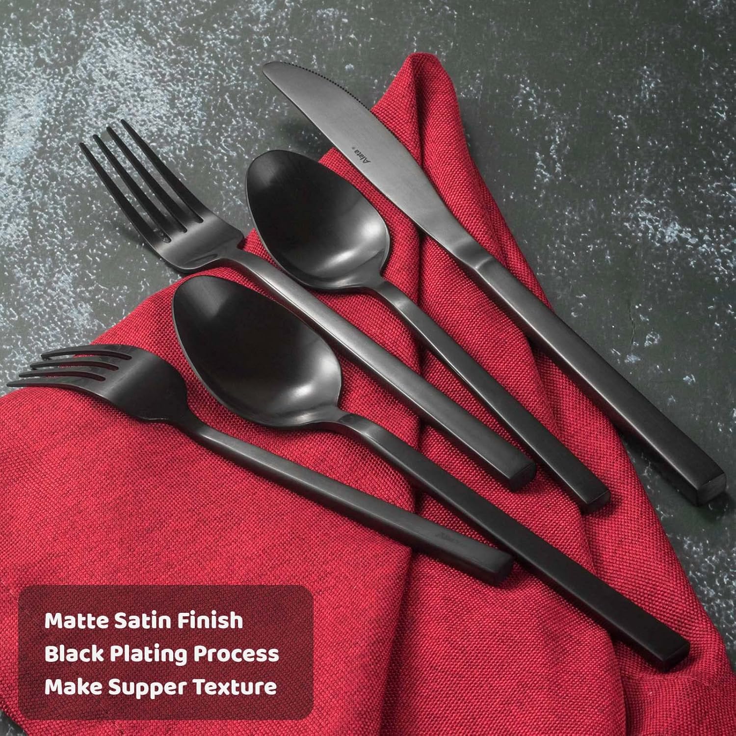 Detalle de Alata Cube 45-Piece Forged Stainless Steel Flatware Set: Service for 8 with Utensil-Serving Pieces