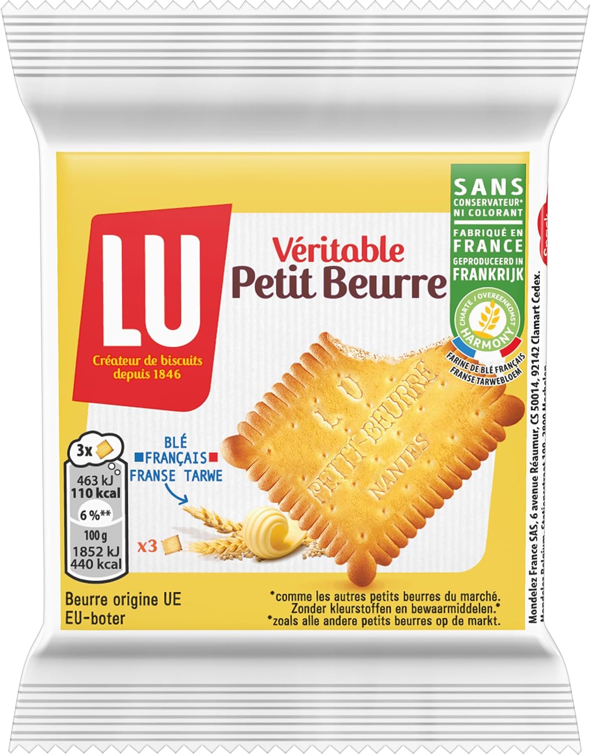 Detalle de LU Véritable Petit Beurre — Lot de biscuits en sachets individuels (140 sachets, 25 g) pour un goûter pratique