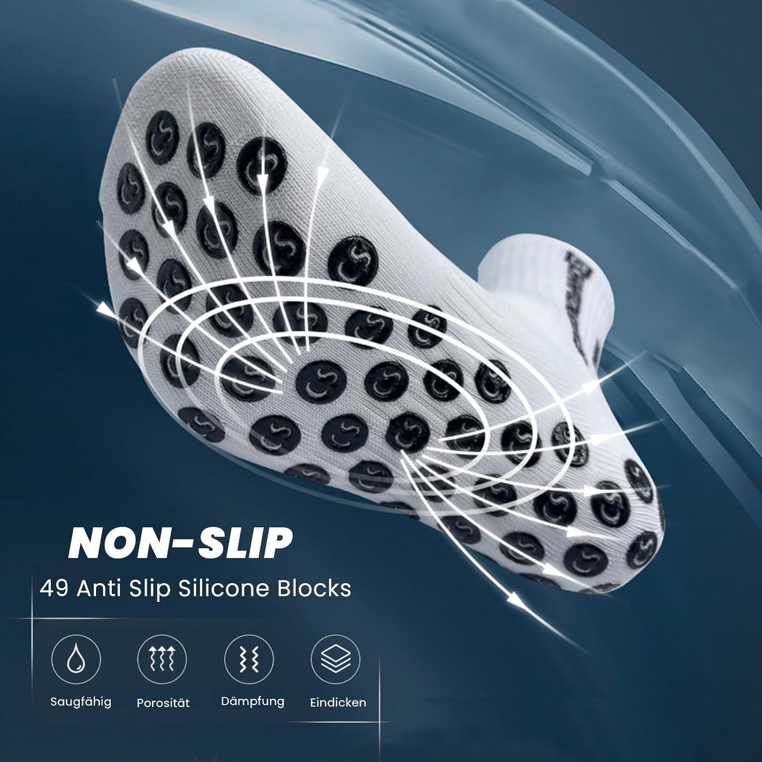 Thumbnail 5 de Werfunee 3 Paar Fußballsocken mit Anti-Rutsch-Grip für Herren & Damen