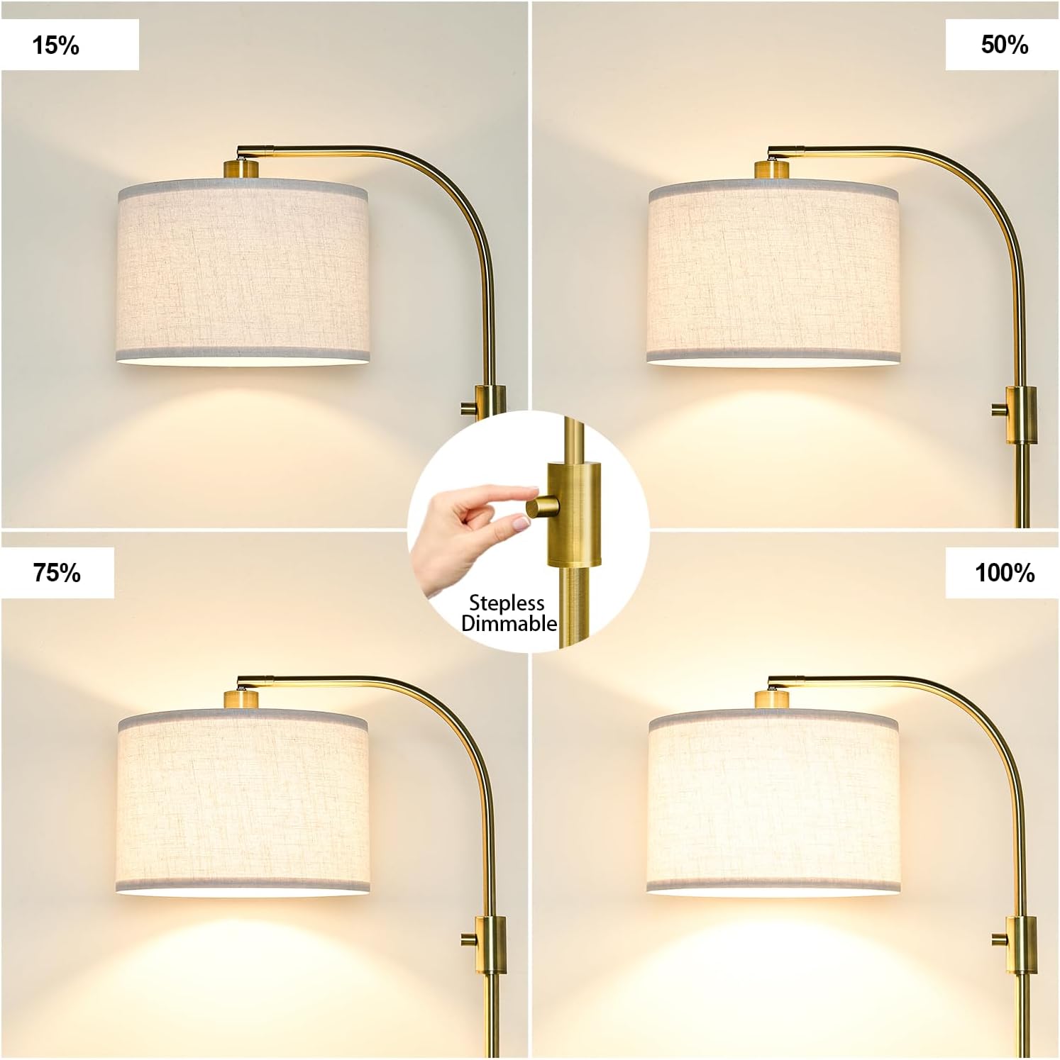 Detalle de Nintiue Floor Lamp with Linen Shade