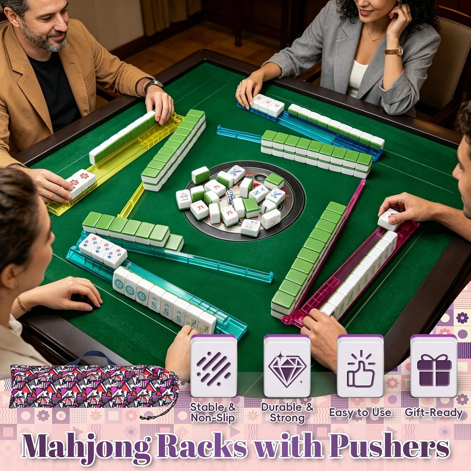 Thumbnail 4 de Mahjong Tile Racks with Pushers, 17.5-inch
