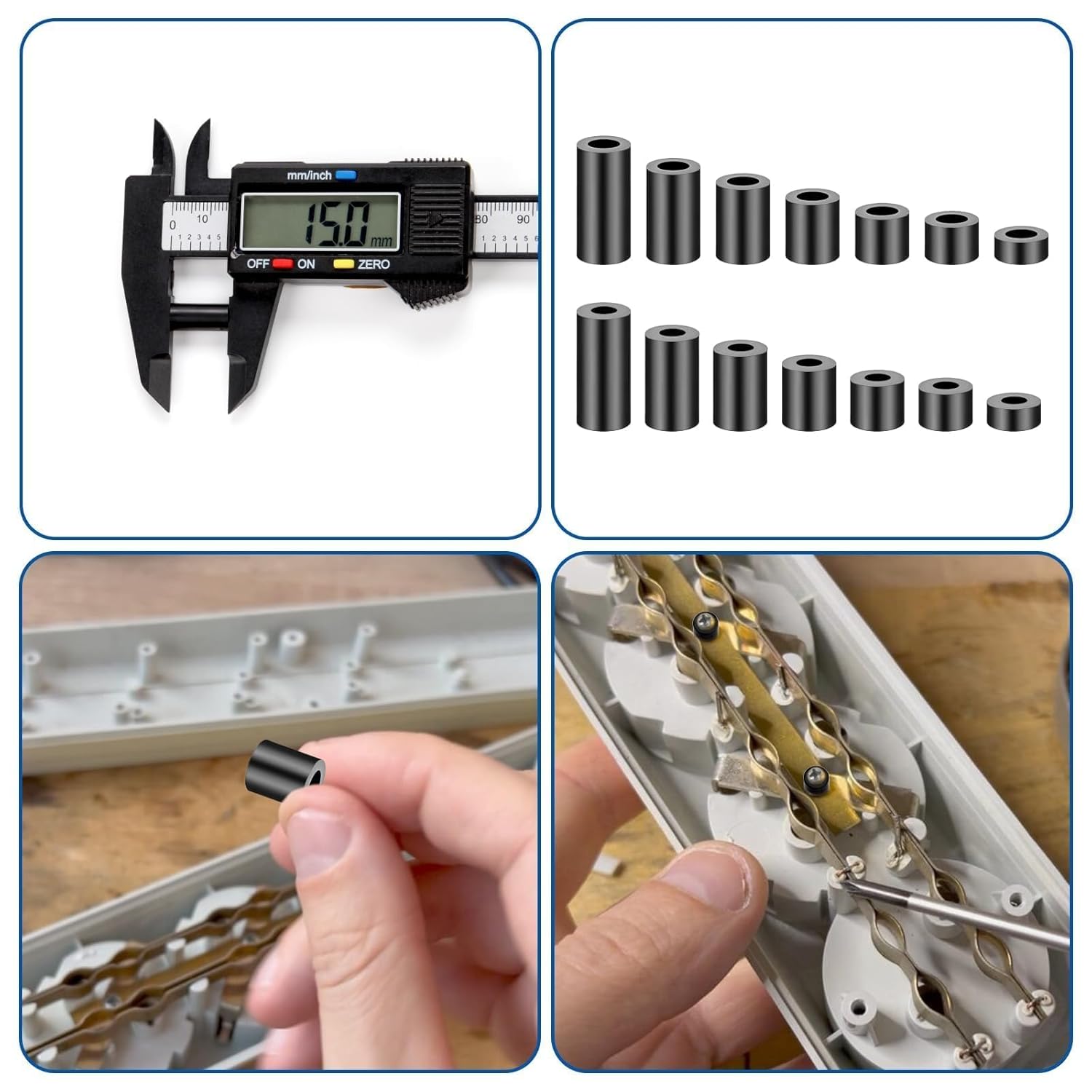 Thumbnail 3 de SWTYExt Kunststoff Distanzhülsen M8 – runde Abstandshalter für M8-Schrauben, 50 Stück (ABS/Nylon), schwarz