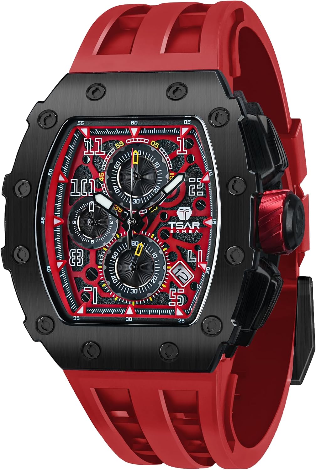 Detalle de TSAR BOMBA Montre de luxe pour homme à quartz japonais, étanche 50 m, affichage de la date