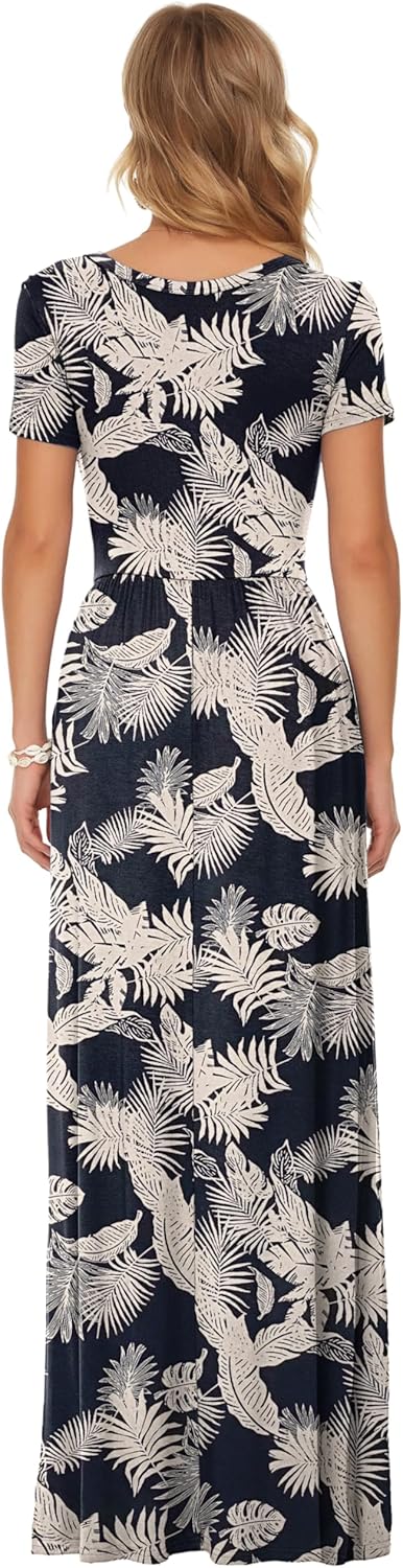 Thumbnail 4 de AUSELILY Damen Maxi-Kleid mit Taschen – sommerliches Casual-Design, Kurzarm
