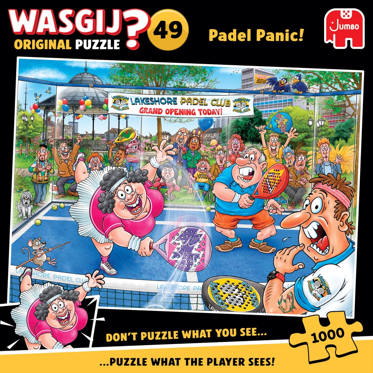 Thumbnail 1 de Wasgij Original 49 Padel Panic 1110100902 puzzel, 1000 stukjes, 68 x 49 cm