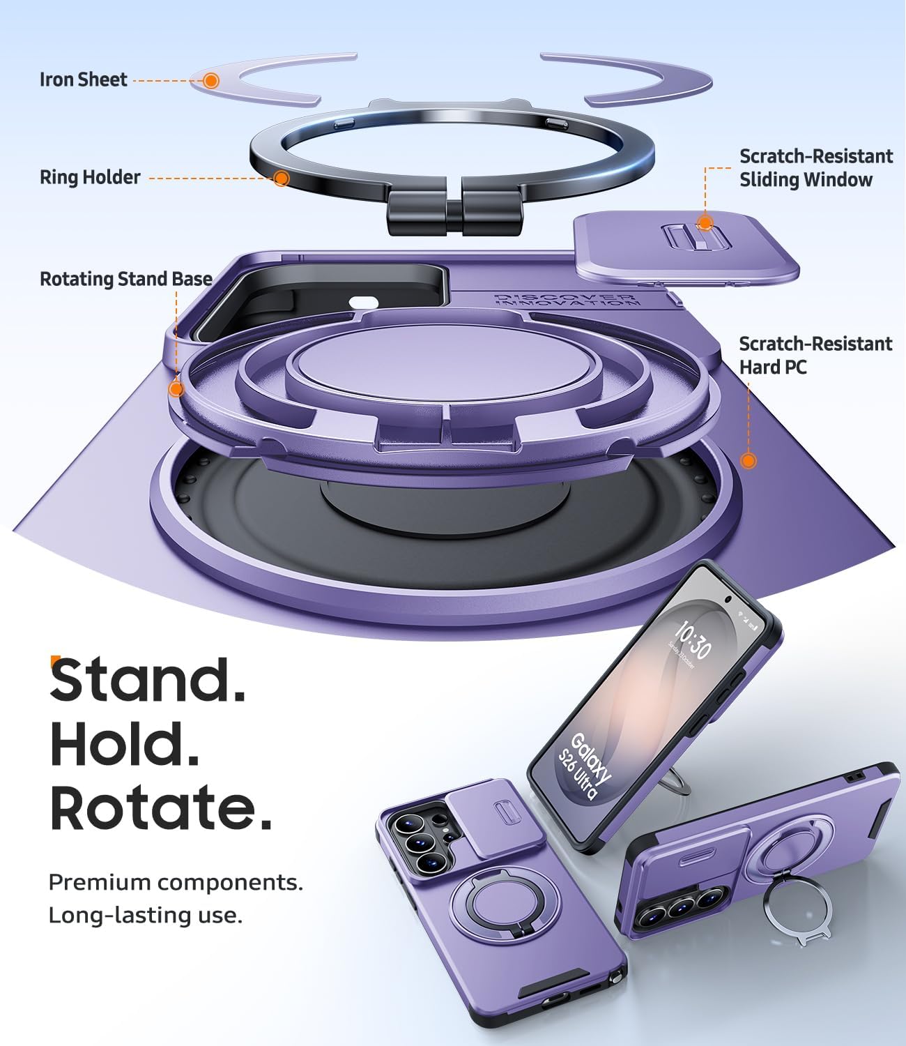 Thumbnail 6 de JAME for Samsung Galaxy S26 Ultra Case with Ring Holder, Slide Camera Cover, and Screen Protector
