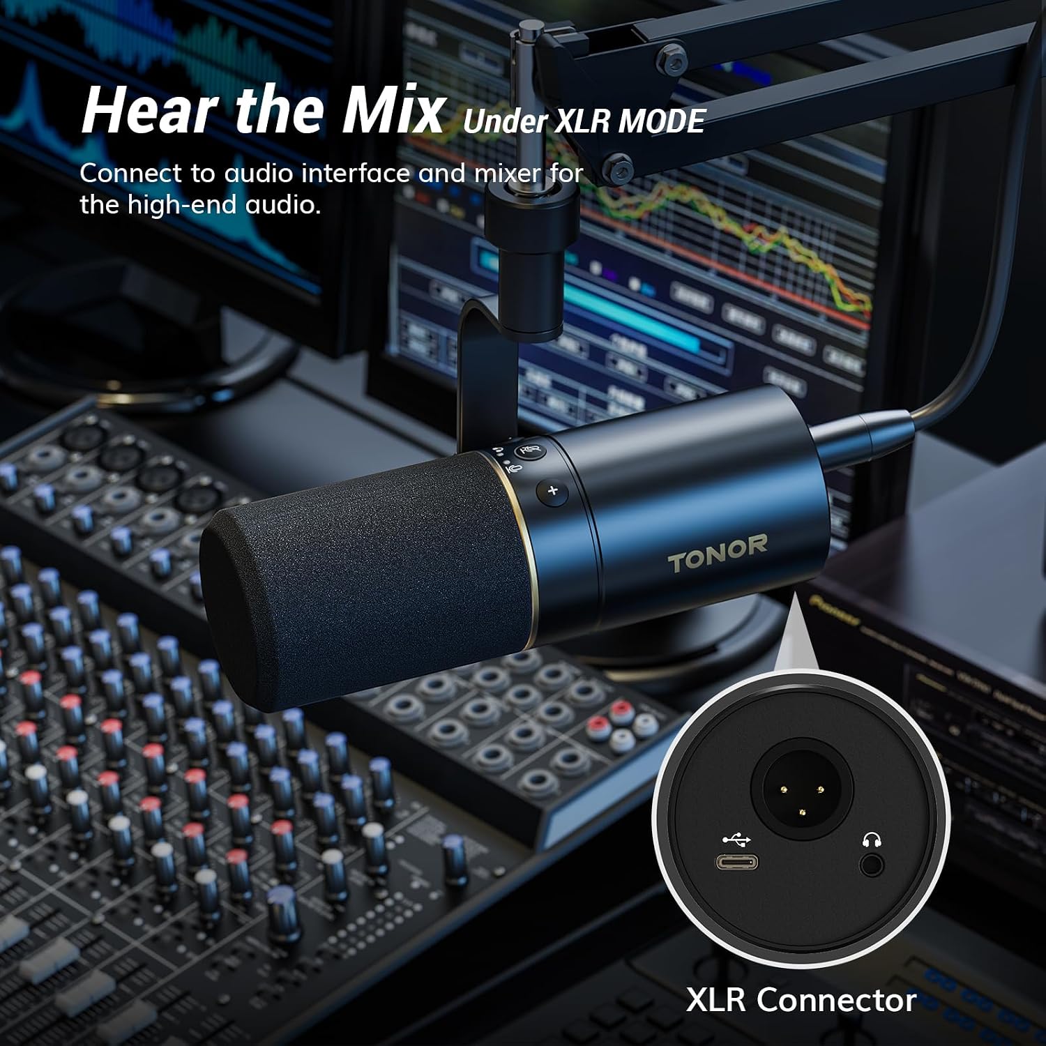 Detalle 1 de TONOR TD510+ dynamische USB/XLR-microfoon met cardioïde opname en arm