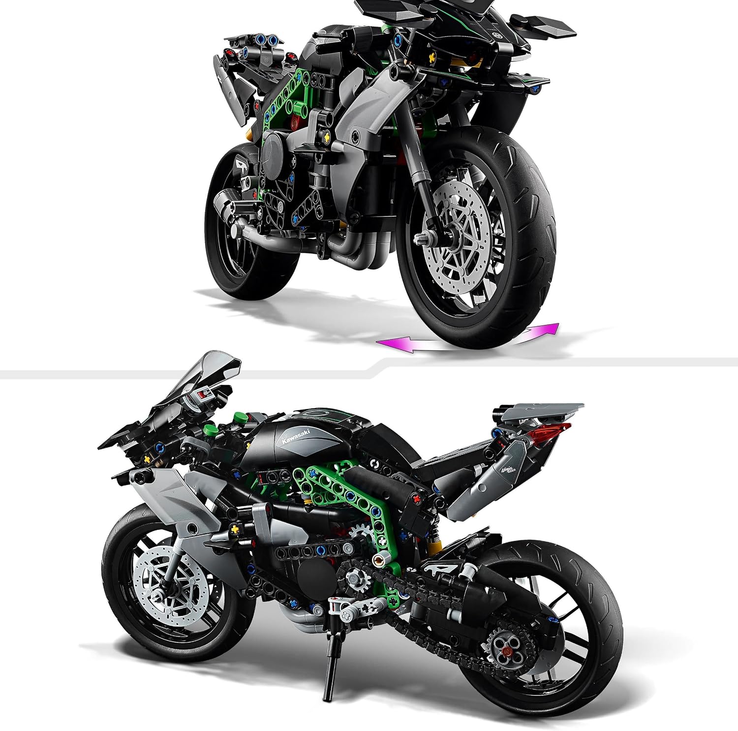 Detalle de LEGO Technic 42170 Moto Kawasaki Ninja H2R